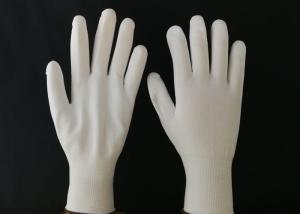 Quality White Nylon Liner PU Coated Gloves Breathable Knitting Back Abrasion Resistant wholesale