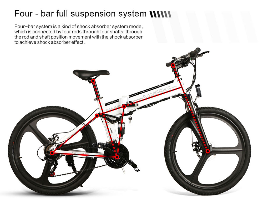 Samebike 26 Inch Folding Electric Bike LO26 With 10.4Ah Lithium Battery