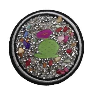 Quality Washable Rhinestone Applique Patches Embossing / Debossing Logo wholesale