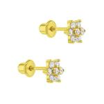 5MM 18k Gold Plated Flower Baby Earrings Perfect Gift for Kids in 925 Sterling