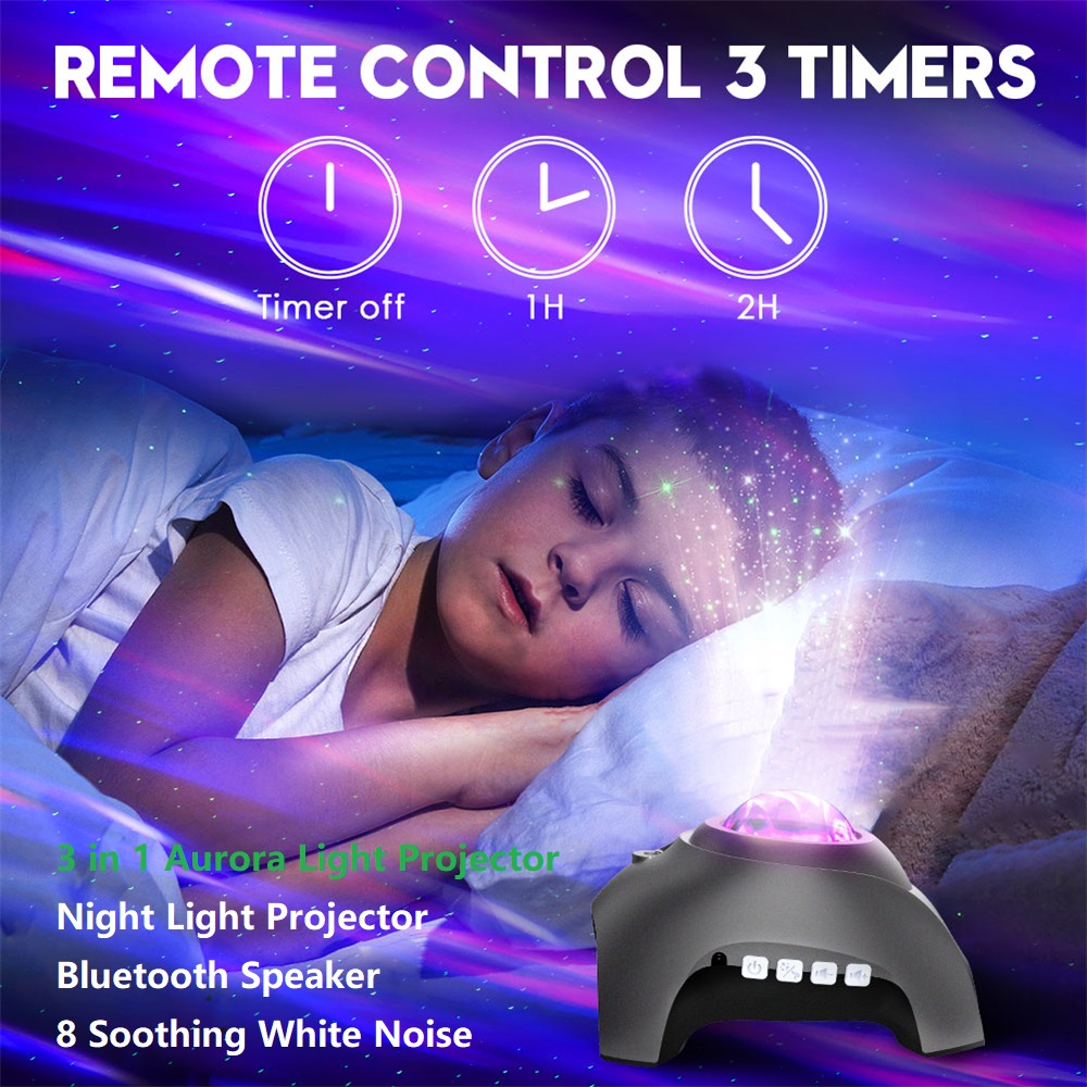 Amazon Best Selling Bedroom Aurora Galaxy Star Projector Night Light With Speaker and White Noise