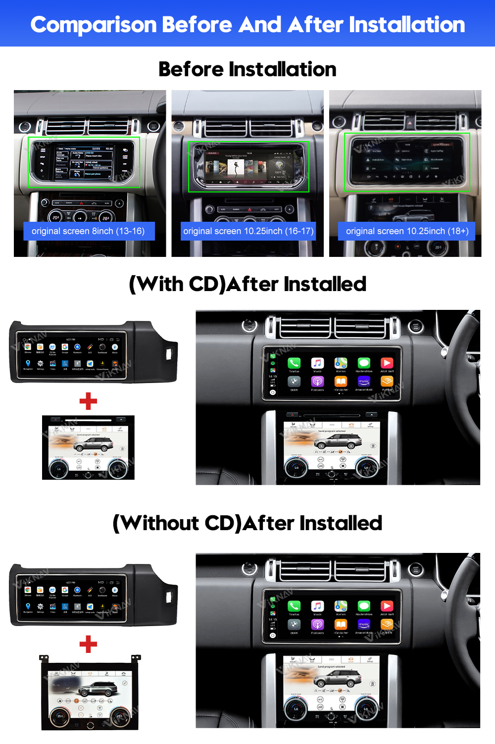 2Din Range Rover Car Stereo GPS Navigator For Right Hand Driving Type