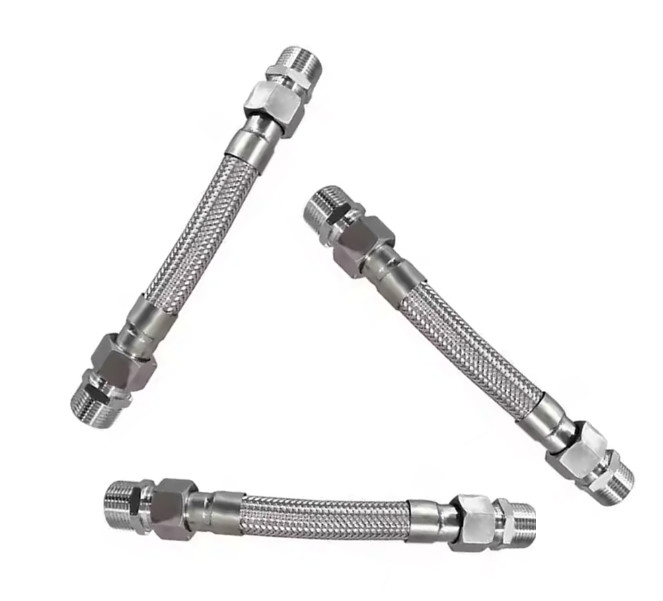 Galvanized Steel Braided Flex Hose Threaded Connection Of Flexible Hoses