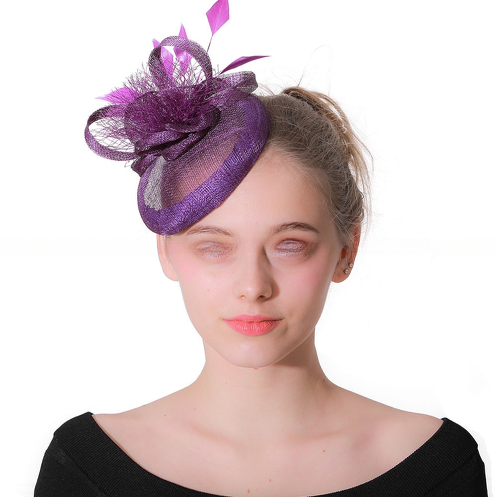 Sinamay And Goose Feather Fascinator Hat Wedding bridal Decoration 10x20CM