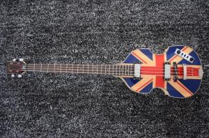 Quality Tiger Maple back&amp;Side Union Jack Top Hofner Icon Series Vintage Violin 4 Strings Bass wholesale