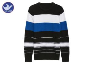 Quality Half Cardigan Knitting Blue And White Striped Sweater Mens Long Sleeves Pullover wholesale