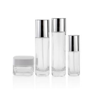 Quality Glass 50ml 100ml 120ml Empty Cosmetic Containers Pump Spray Cap And Screw Cap wholesale