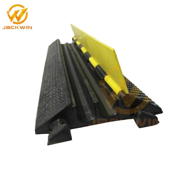Yellow Cover Flexible 2 Channel Cable Protector Ramp , Rubber Cable Wire