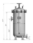 62KG 304 Stainless Steel 36 Cartridge Filter Housing Uses 40" Cartridges 6 Inch