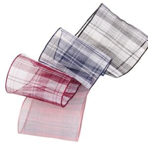 Quality 6mm-38mm Plaid Polyester Organza Ribbon for Flower Chocolate Gift Packing wholesale
