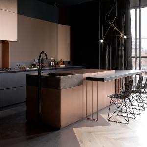 Quality Wooden Melamine Modern L Shaped Stone Kitchen Cabinets Set wholesale