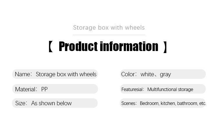 Rectangle 26*33cm Plastic Storage Bins With Wheels For Clothes