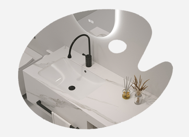 Modern Style Bathroom Cabinets with Sink SLABS/SINTERSTONE Surface Treatment Included