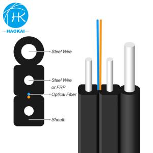 Quality FTTH Aerial Fiber Optic Cable 2core Outdoor Drop Fiber Cable With LSZH Black Color wholesale