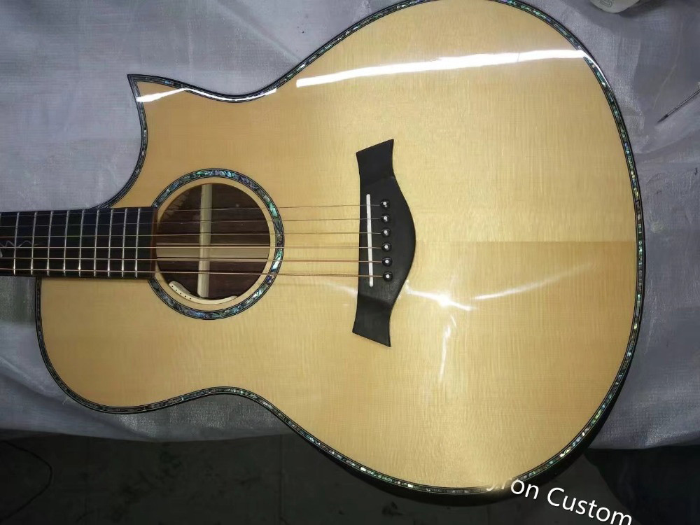 AAA all solid wood custom guitar handmade GRAND cutaway professional acoustic electric guitar