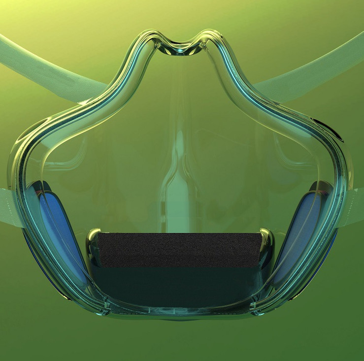 reusable anti-fog face shield or breathable face cover with transparent cover or clear shield with visible expression