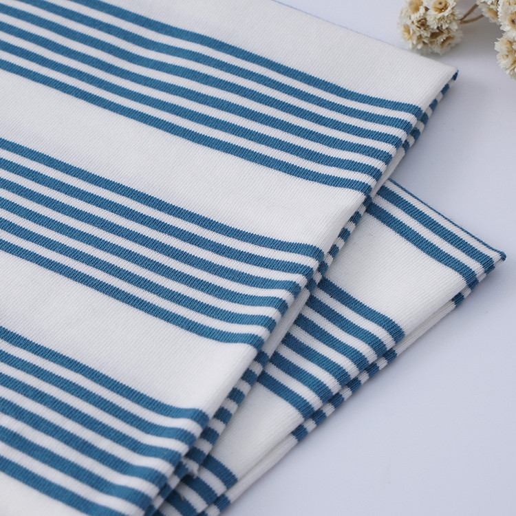 Smooth Striped Cotton Fabric 225gsm Leisure Wear Soft Material Texture