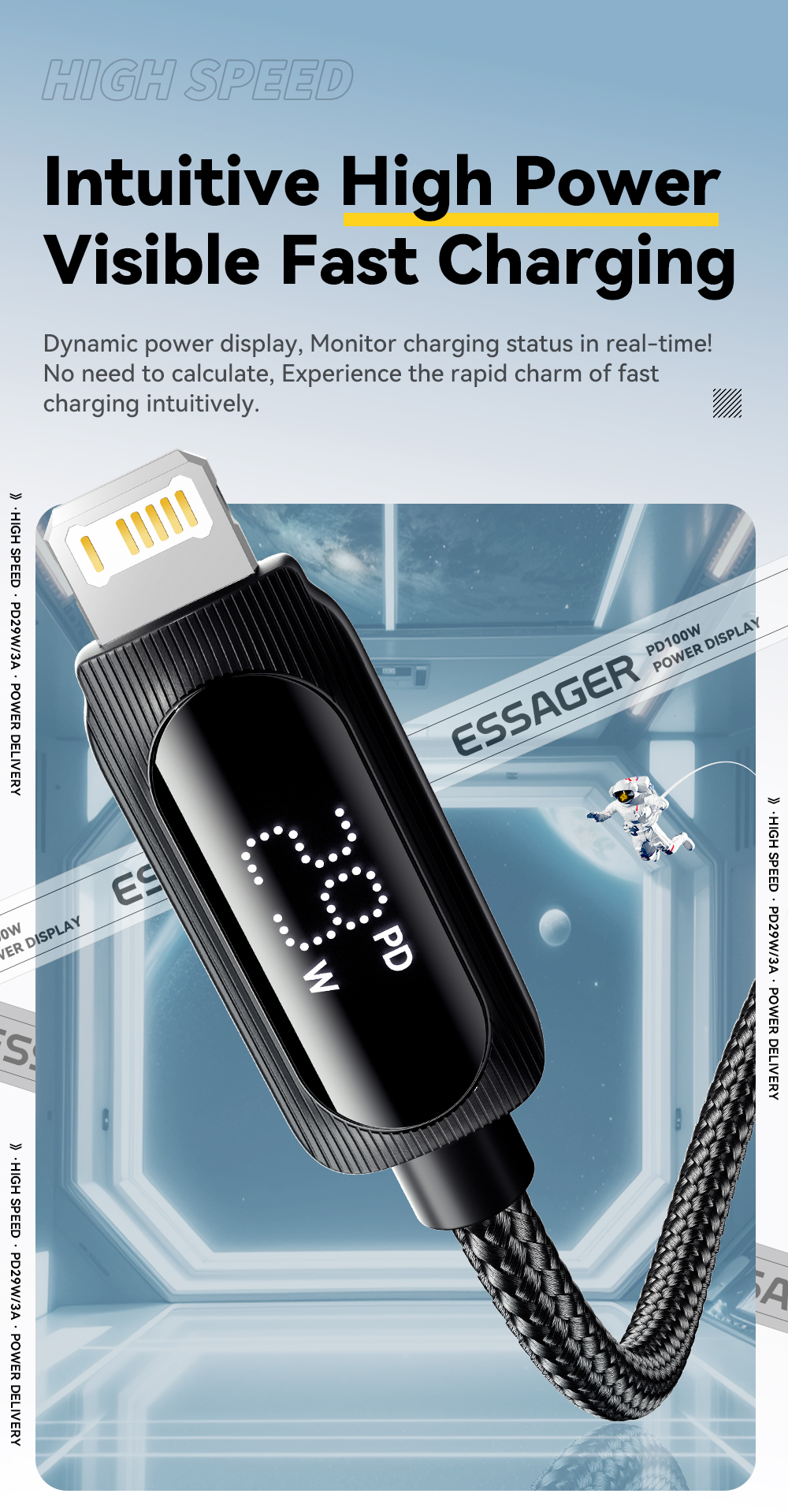 ES-X57 Series USB C To L Lighting Charging Cord 29W For IOS / Earphone