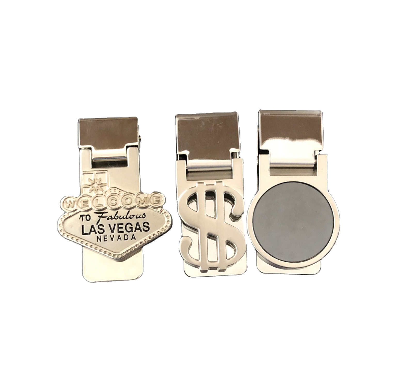Silver Plated Laser Engraved Money Clip , Zinc Alloy Dollar Card Holder Clip