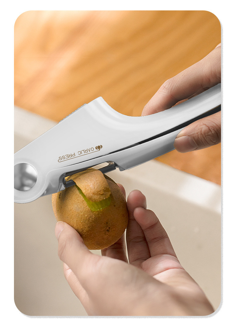 Stocked Hand Vegetable Slicer 4-in-1 Garlic Press Kit with Heavy Duty Garlic Crusher