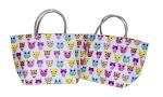 Eco-friendly Recyclable Flowers Purple PP Woven Shopping Bag With PVC Handle