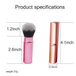 Pink ISO9001 Nylon Retractable Makeup Brush 10.5*2.5cm