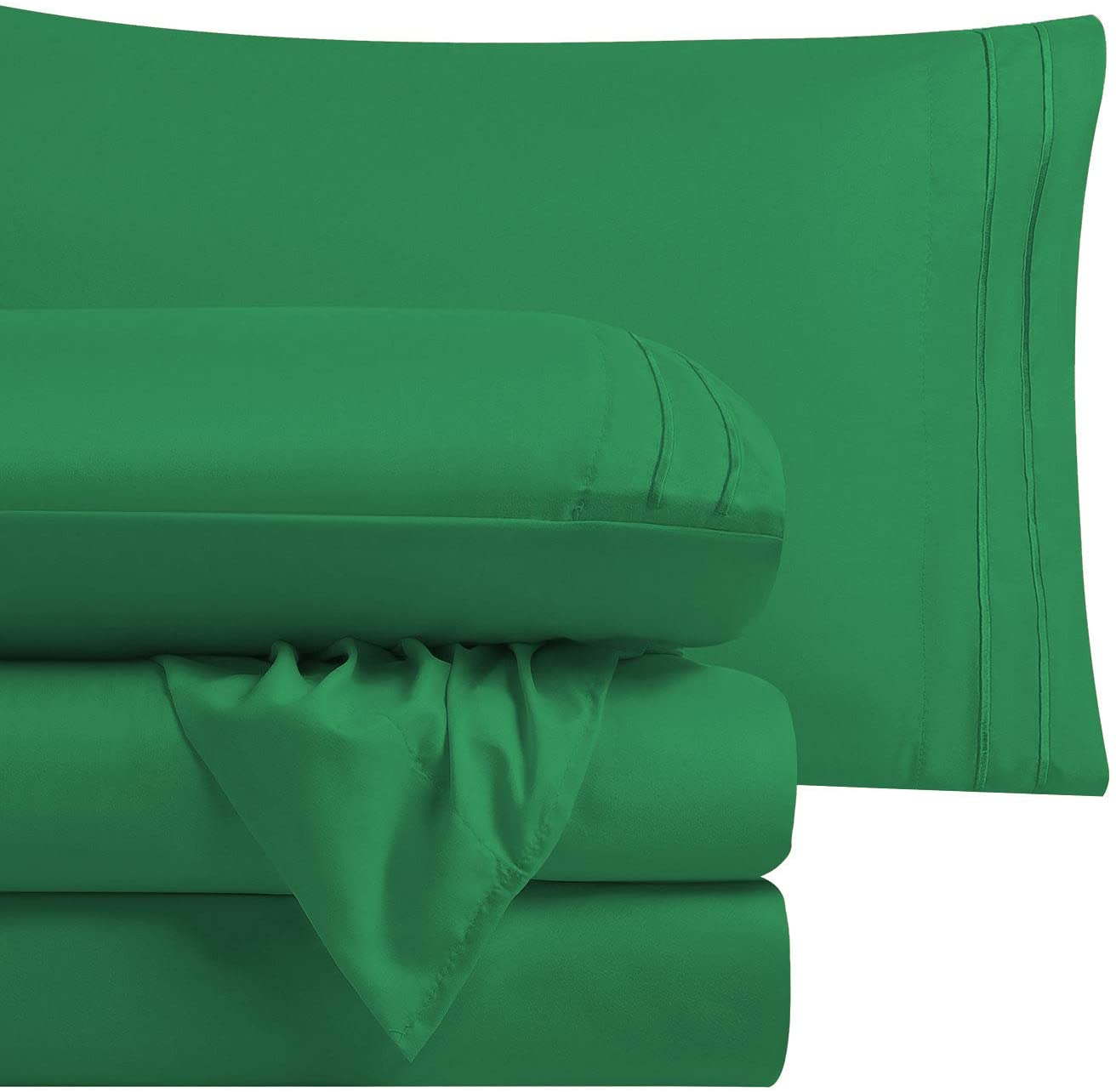 Embroidery Two Lines Bed Sheet Set 4pcs for USA 100% Polyester Microfiber Material