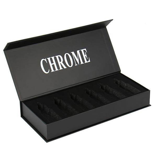 Custom Black Magnetic Closure Paper Cardboard Essential Oil Gift Box Packaging