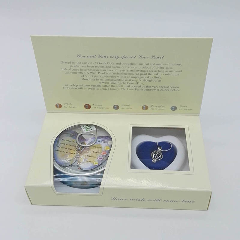 Custom Color Box Love Pearl Necklace Gift Box With Fashion Cage Pendant for Birthday or Holiday Gift