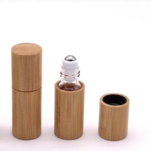 China 15ml Essential Oil Bottle Bamboo Roll On Bottle Glass With Natural Bamboo Cap on sale