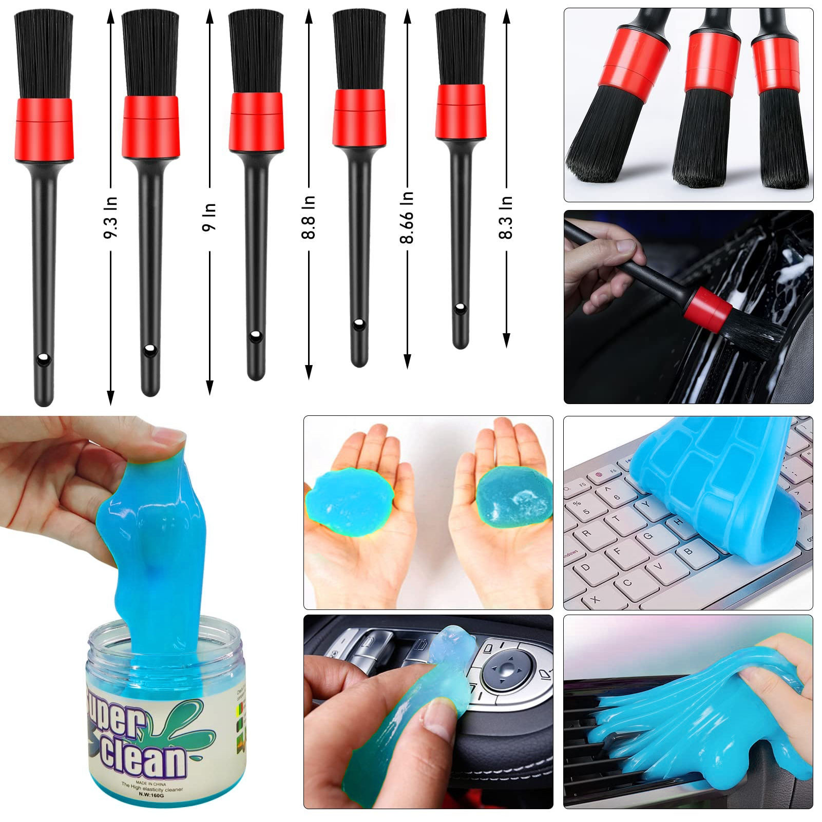 Car Cleaning Tools Set 24 Pcs Auto Detailing Brush Waxing Sponge Washing Interior Exterior