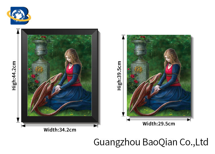 Beauiful Girl And Beast Wall Decoration With Black Frame , 3d Flip Picture