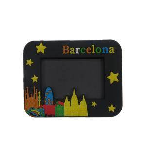 Quality 3D Effect Rectangle Soft PVC Rubber Magnetic Picture Frames Spain Barcelona Rubber wholesale