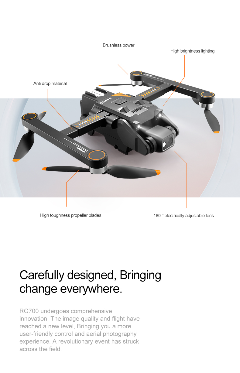 High Hold RC Quadcopter with 4K HD Camera and FPV Foldable Design 100m Remote Control Distance 3.7V 1800mAh Battery
