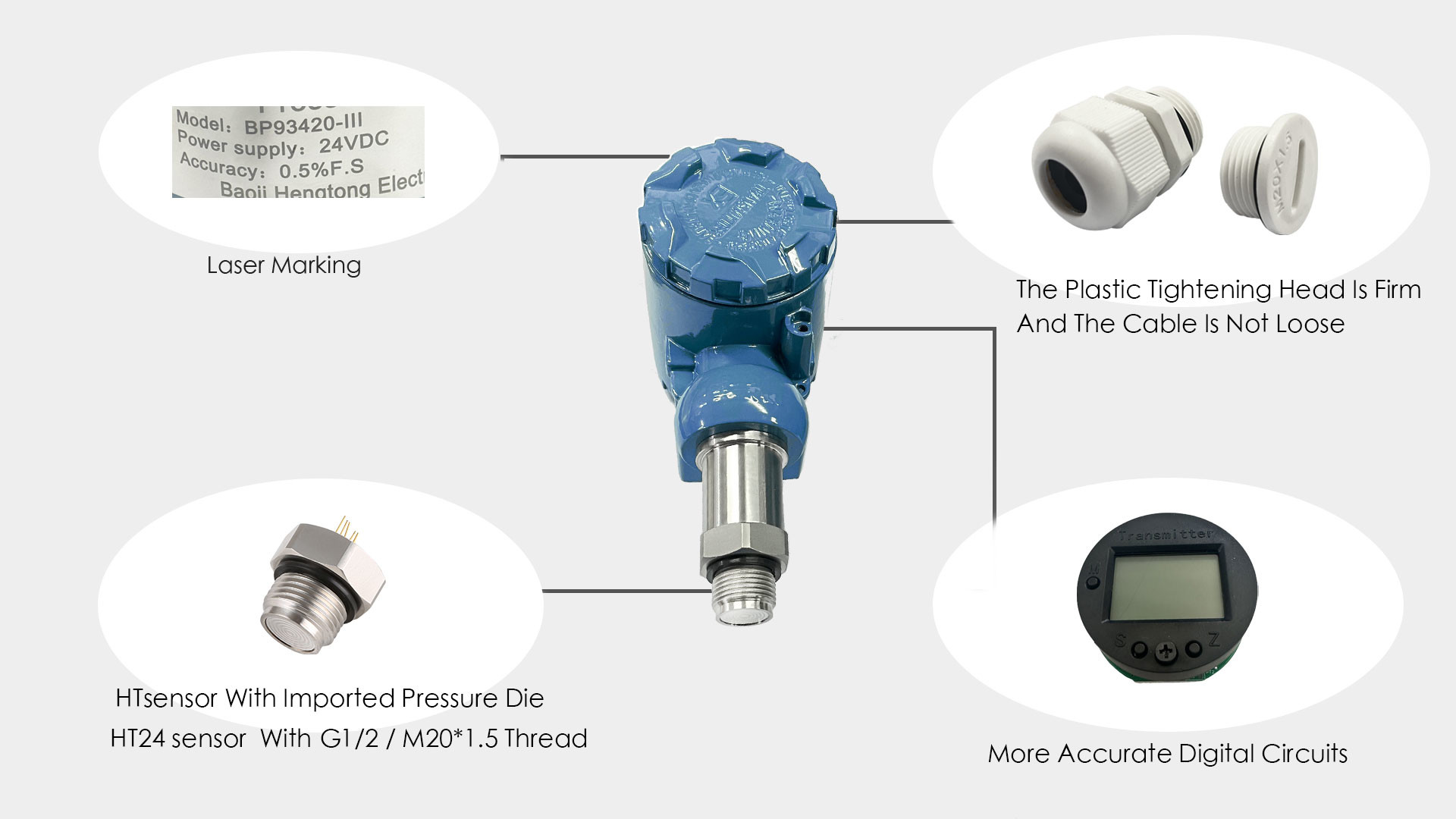 BPHT24-III Flush Diaphragm Pressure Sensor Digital Pressure Transmitter For Liquid Beverage