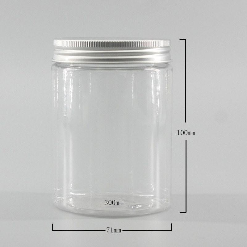 300ml Transparent Cylinder PET Storage Jar for Food Snack Honey Packaging