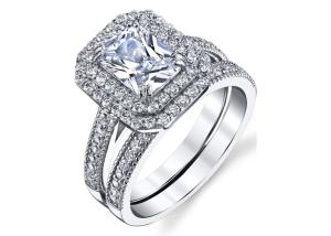Quality 1.2ct Diamond Engagement Wedding Rings 5x7mm Dimension Emerald Cut wholesale