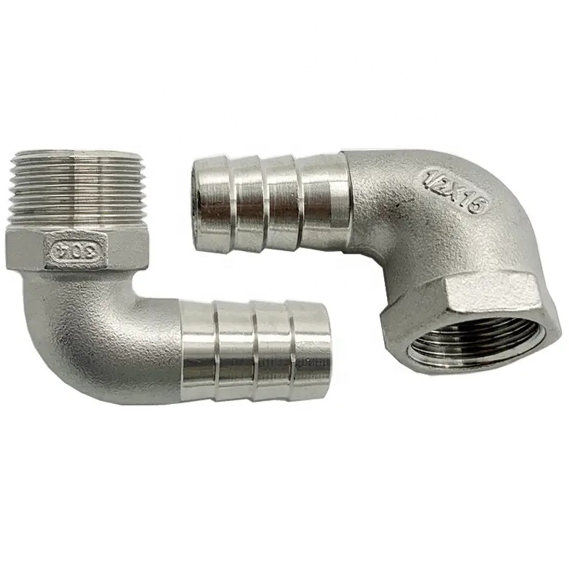 Stainless Steel 304 316 90 Degree Male Elbow Hose Barb 1/4''-4.0'' BSP Male x 16mm