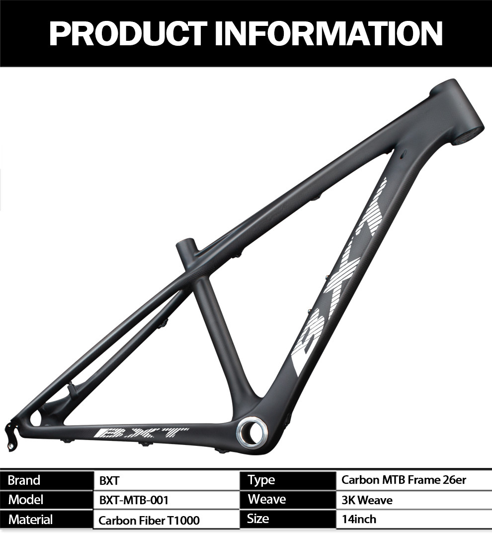 MTB Carbon Mountain Bike Frame 26er Full Carbon Fiber 3K Weave