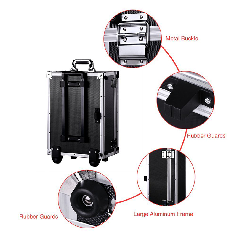Multi-Function Rolling Aluminum Toolbox Storage Case with Wheels Lift Handle Maintenance Hardware Toolbox