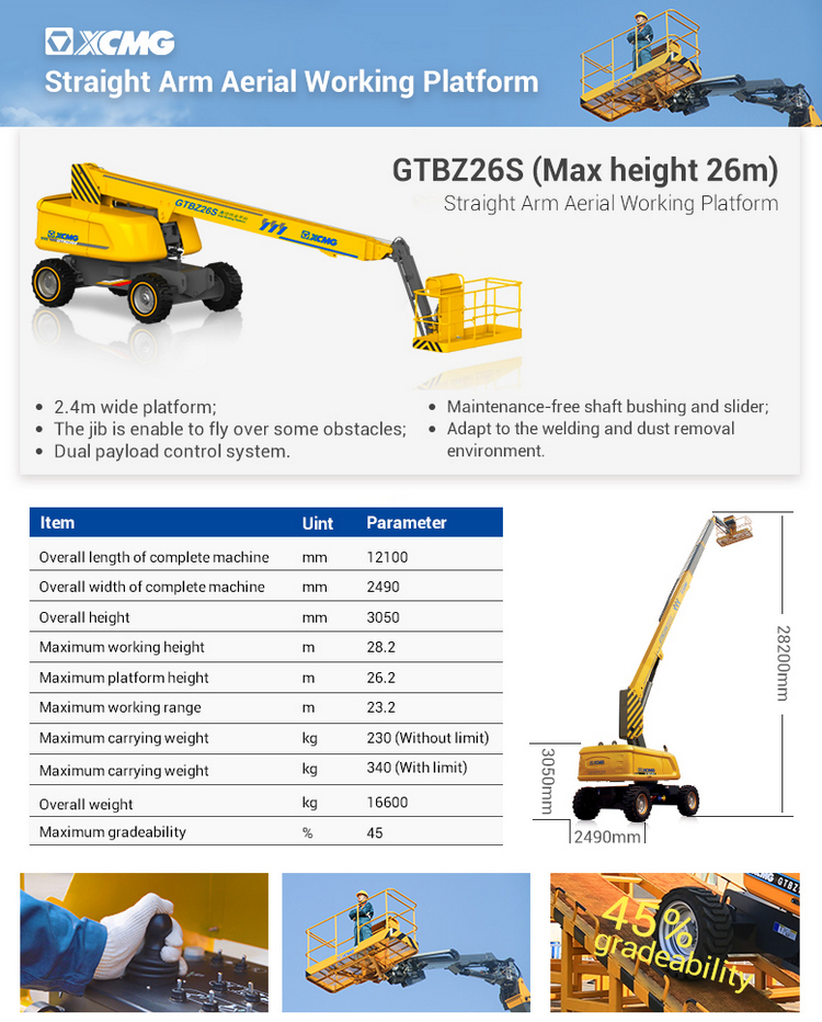 XCMG GTBZ26S telescoping lift aerial work platform price for sale