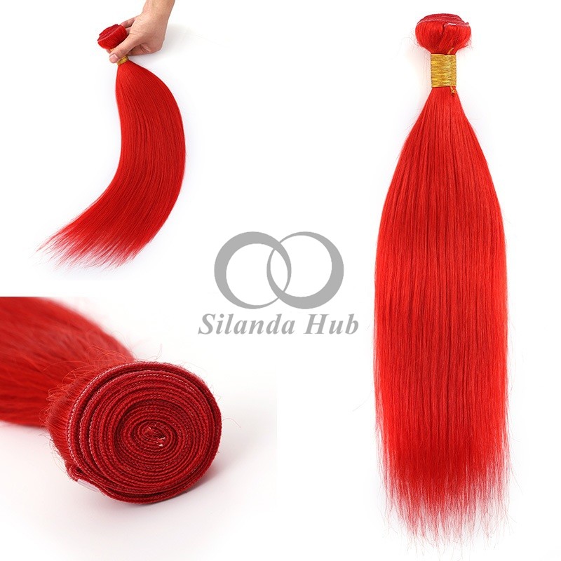 Red Straight Remy Human Hair Bundles Sew In Weave Bundles Brazilian Bundle Deals