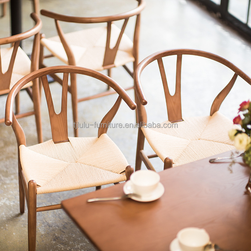 Handmade Solid Beach Wood Rope Woven Cushion Dining Y Chair NO Folded OEM Service Accepted Solid Wood