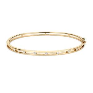 Quality Diamond Station Silver Bangle Bracelet 58mm 14k Gold Plated Bangles wholesale