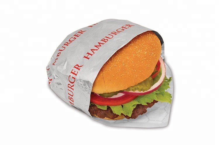 Colored Laminated Aluminum Foil Hamburger Wrapping Paper Fleixble Packaging