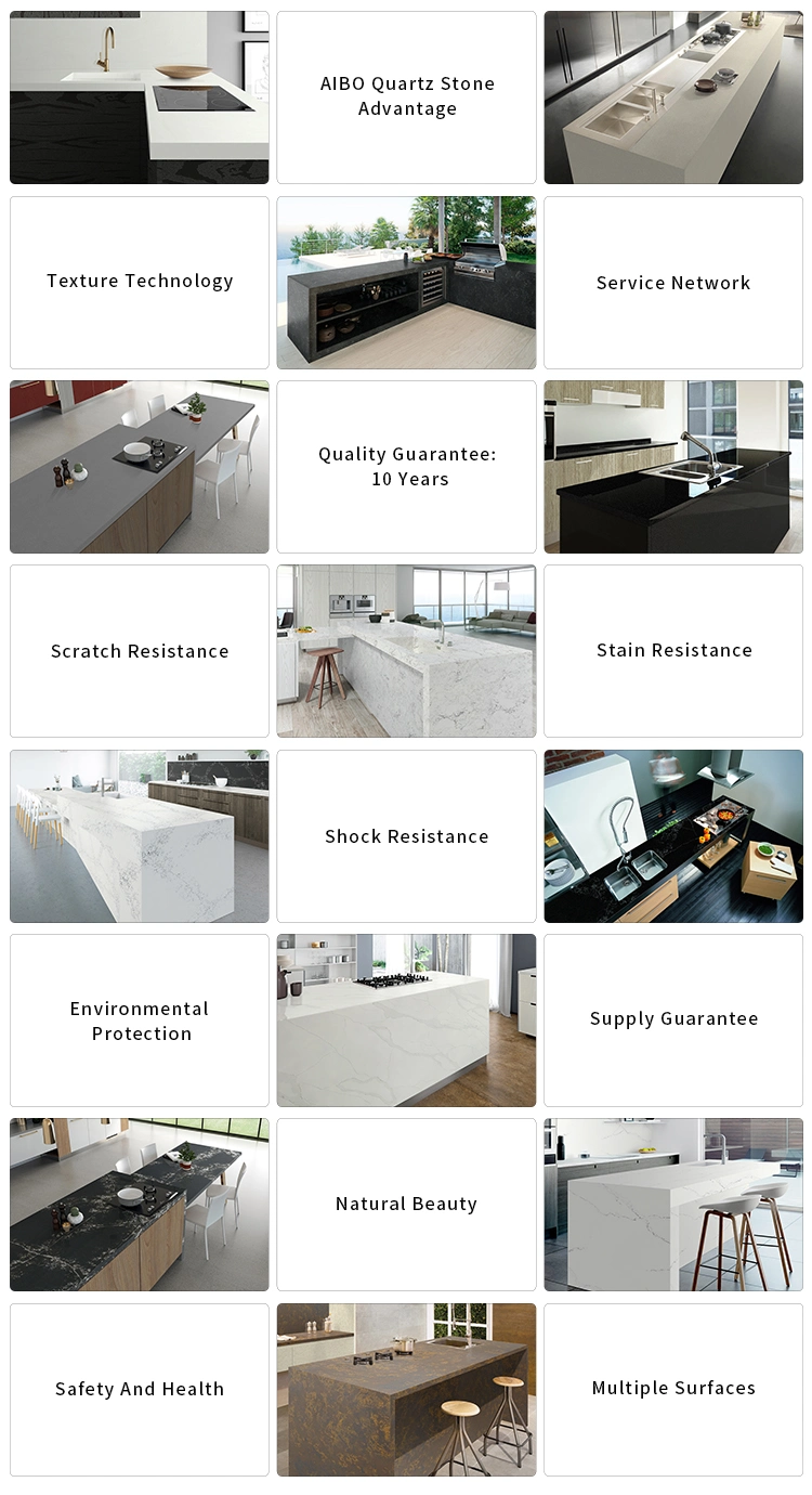 NSF SGS Certification Leather Finish Surfaces Engineered Quartz Stone Slab for Wall Decoration