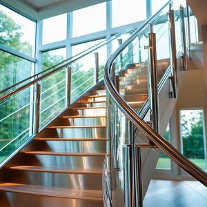 Quality Smooth Stainless Steel Handrails with Crystal Accents for Glass Balustrades wholesale