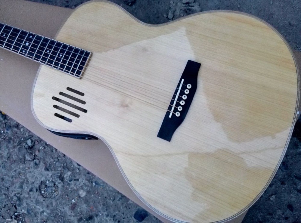 AAAA all Solid ash wood OM side hole body guitar 14 frets imported wood custom solid acoustic electric guitar