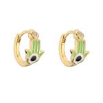 Zircon Colorful 14k Gold Hoop Earrings Jewelry Enamel Palm Cuff For Women Girls