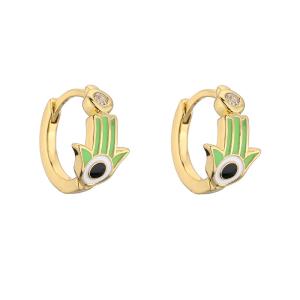 Quality Zircon Colorful 14k Gold Hoop Earrings Jewelry Enamel Palm Cuff For Women Girls wholesale